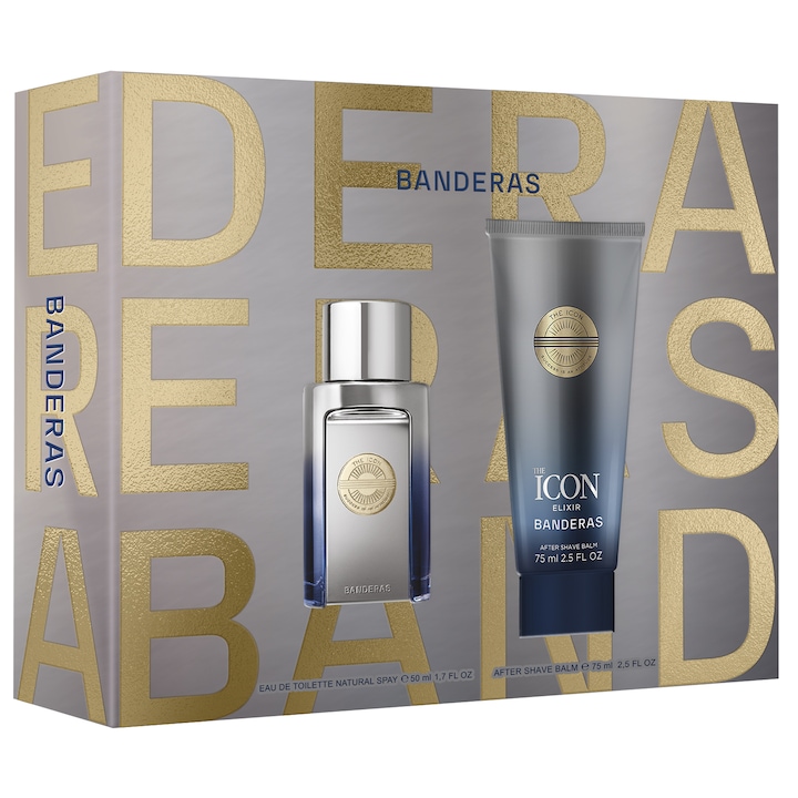 Set cadou ANTONIO BANDERAS THE ICON ELIXIR: Apa de toaleta 50ml + Balsam dupa ras 75ml