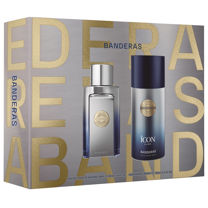 Set cadou ANTONIO BANDERAS THE ICON ELIXIR: Apa de toaleta 100ml + Deodorant Spray 150 ml