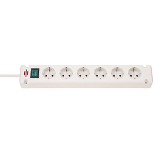 Prelungitor Brennenstuhl Bremounta, cu intrerupator, 6 prize, protectie la contact, H05VV-F 3G1.5, 3m, Alb