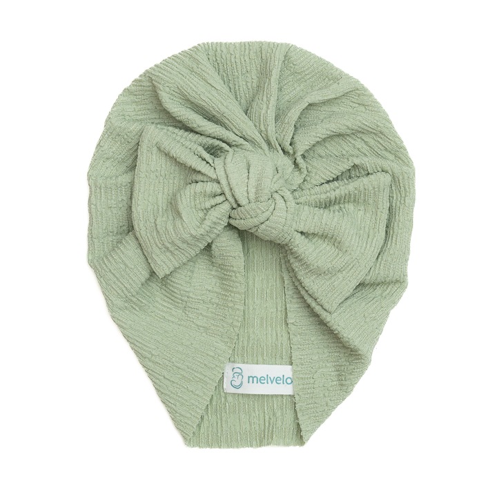 Turban bebelusi cu funda, bumbac, Melvelo, Dusk - Sage, 0-3 ani