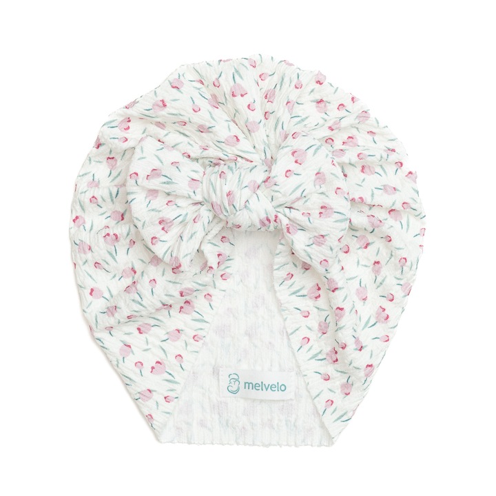 Turban bebelusi cu funda, bumbac, Melvelo, Dusk - Tulip, 0-3 ani