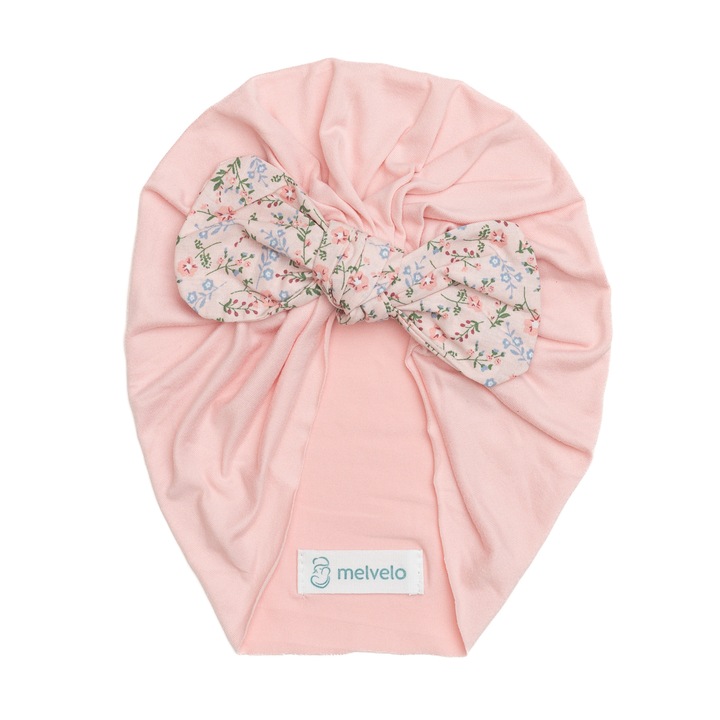 Turban bebelusi cu funda, poliester, Melvelo, Flower - Blossom, 0-4 ani