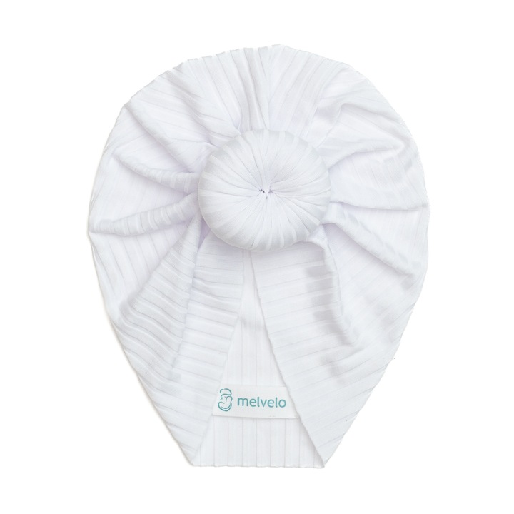 Turban bebelusi Donut, poliester, Melvelo Stripe - White, 0-4 ani