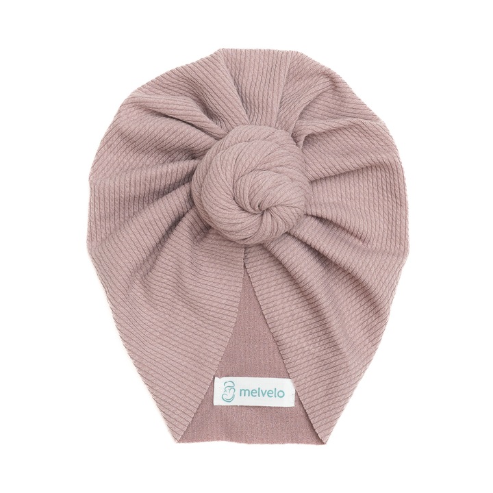 Turban bebelusi Donut, bumbac, Melvelo, Rope - Dusky Lilac, 0-2 ani
