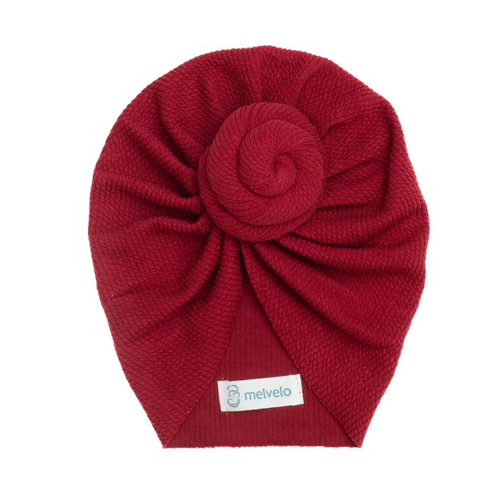 Turban bebelusi Donut, bumbac, Melvelo, Rope - Ruby, 0-2 ani