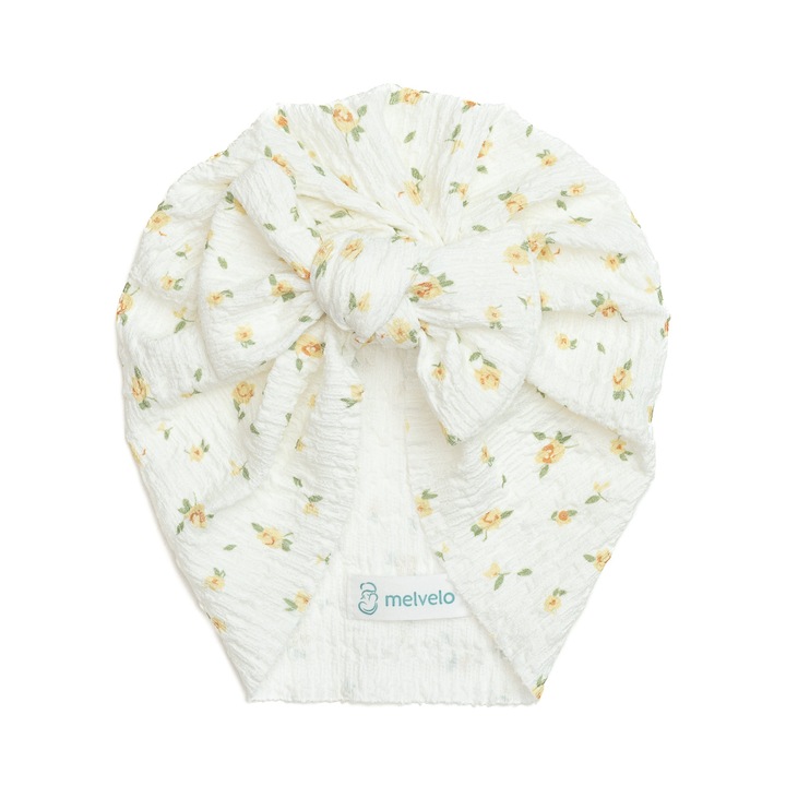 Turban bebelusi cu funda, bumbac, Melvelo, Dusk - Daisy, 0-3 ani