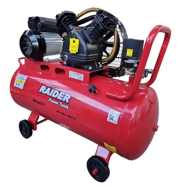 Compresor aer pe curea 100l 1.5kW 170l/min 2pistoane RAIDER RD-AC17