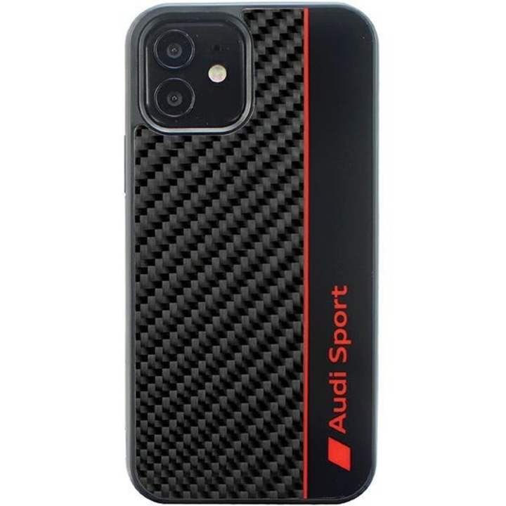 Audi Carbon Fiber Stripe iPhone 11 / Xr készülékhez kemény tok fekete AUS-TPUPCIP11-R8/D1-BK