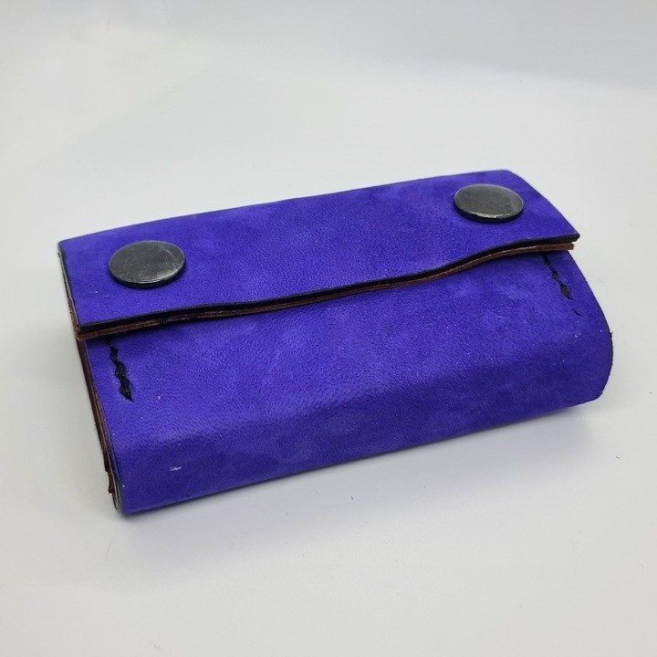 Portcard Piele MAro si Mov - Doamna V – facut manual