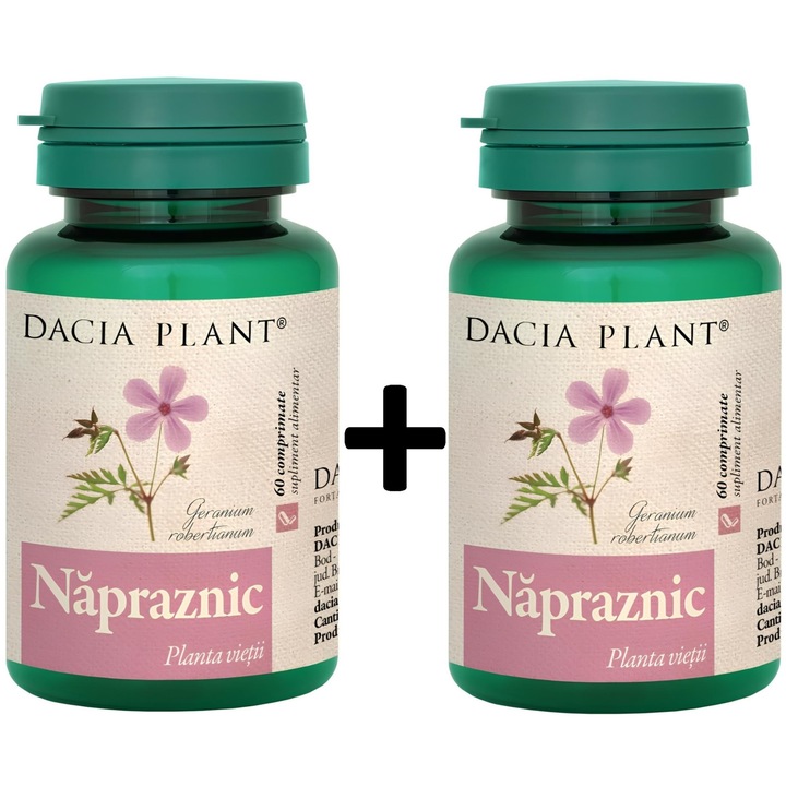 Pachet Napraznic (Geranium robertianum) 300mg, "Planta Vietii", 2x60p, Laboratoarele Dacia Plant