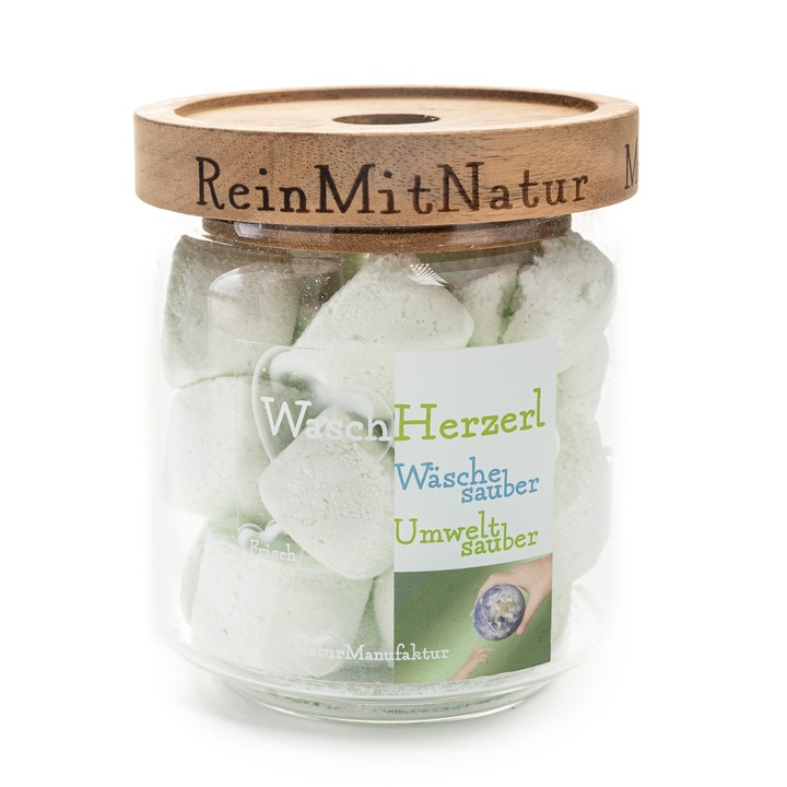 Detergent Rufe, Angati, Washhearts, 100% naturale si vegan, neparfumat, recipient sticla, 22 tablete