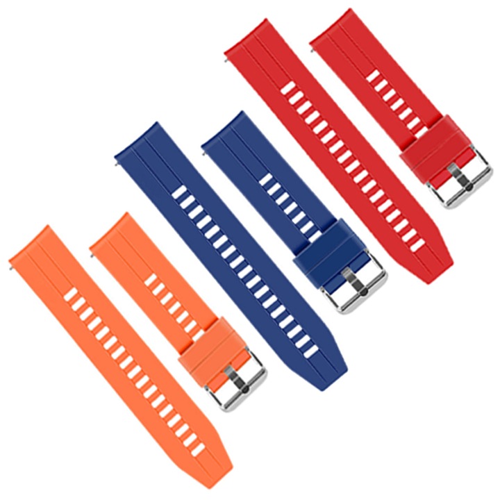 Curea ceas, pentru Smartwatch, din silicon, 3 bucati, latime 20mm, compatibil cu Samsung Galaxy Watch 45/46 mm/ Gear S3, Xiaomi Watch, Huawei Watch GT 2 46mm/ GT 3 46mm/ GT 2 Pro/ GT 2e/ Amazfit GTR 47mm 2/ 2 Pro/ 3 / 3 Pro / 4, Garmin 47mm, OptimStar®