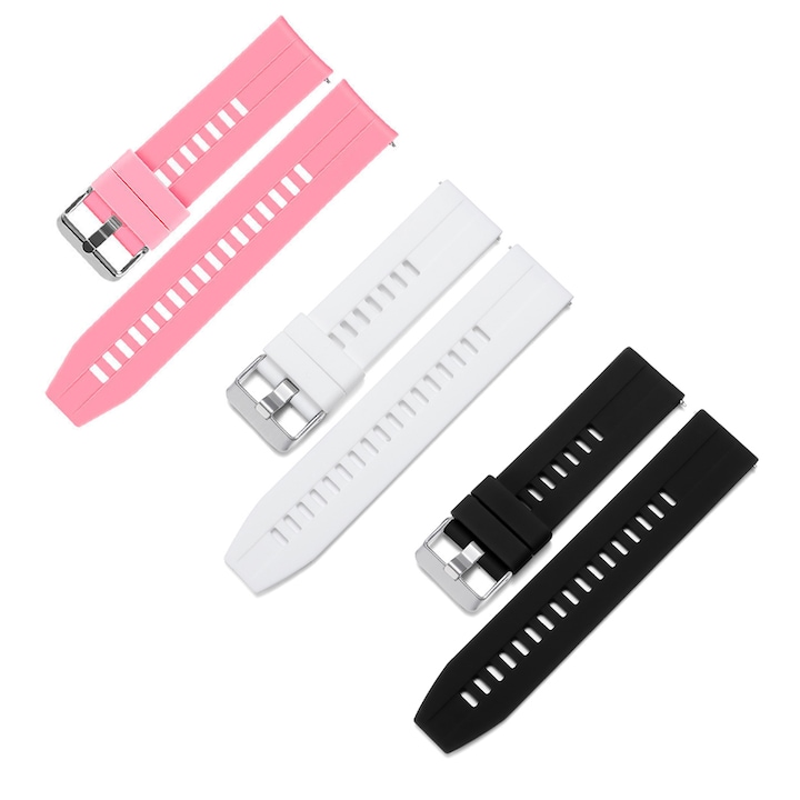 Curea ceas, pentru Smartwatch, din silicon, 3 bucati, latime 22 mm, compatibil cu Samsung Galaxy Watch 46/45 mm/ Gear S3, Huawei Watch GT 2 46mm/ GT 3 46mm/ GT 2 Pro/ GT 2e/ Amazfit GTR 47mm 2/ 2 Pro/ 3 / 3 Pro / 4, Xiaomi Watch, OptimStar®
