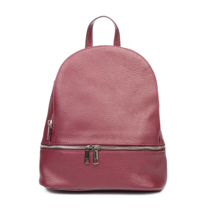 Дамска раница, кожа, Toro Nero, Велур, лилаво-слива