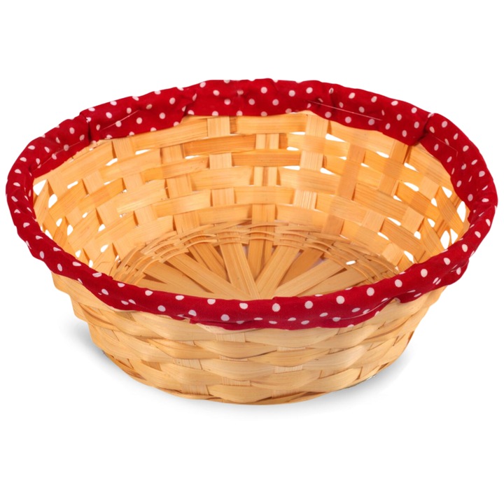 Декоративна великденска кошница, бамбук, Ø22x8см, бежово-червена