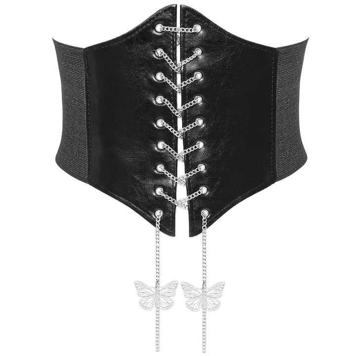 Női öv, NUODWELL, Ökológiai bőr, modellezett derék, 68-75cm, fekete