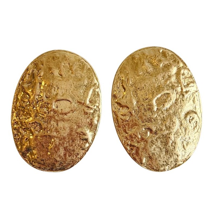 Cercei ovali aurii 6.4 x 4.4 cm, metal, cercei mari, cercei eleganti, model urban