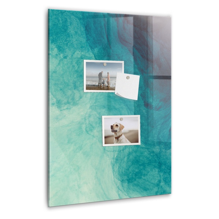 Tabla magnetica, Coloray, Abstractia marii, Turcoaz, 40 x 60 cm, Magneti, Marker alb, 010640700050400088979