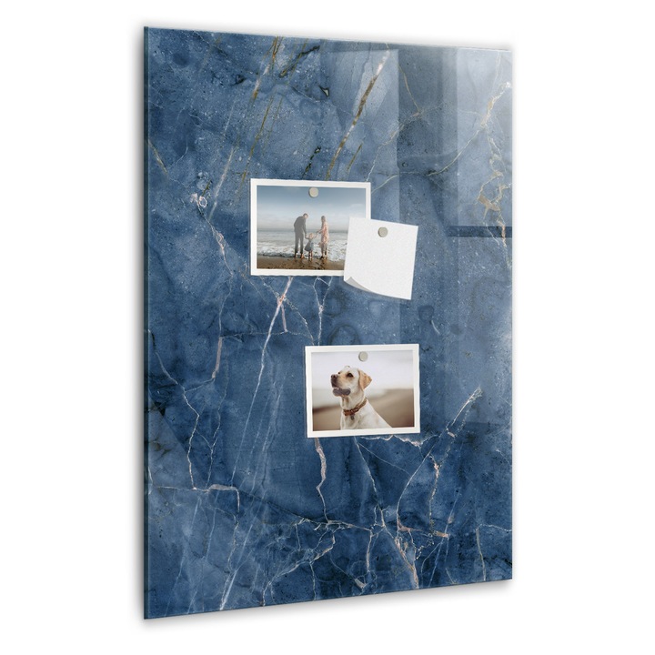 Tabla magnetica, Coloray, Marmura decorativa, Albastru deschis, 40 x 60 cm, Magneti, Marker alb, 010640700050400088954