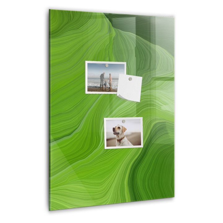 Tabla magnetica, Coloray, Abstractizarea undelor, Verde, 40 x 60 cm, Magneti, Marker alb, 010640700050400088927