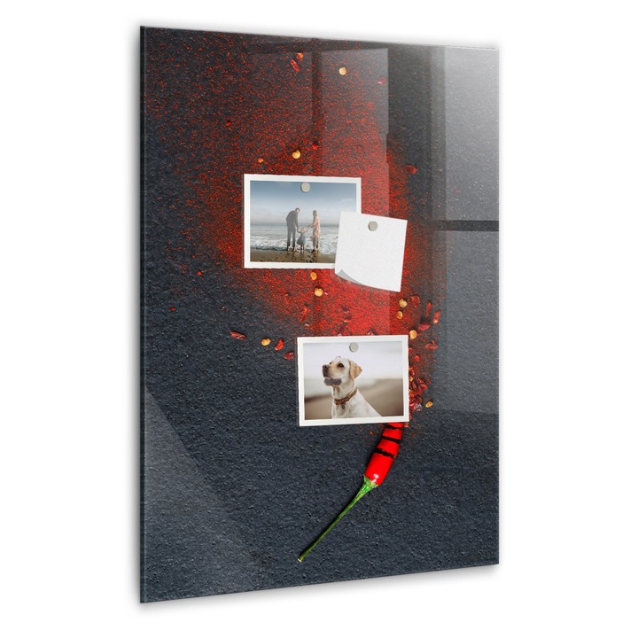 Tabla magnetica, Coloray, Ardei in pulbere, Rosu, 40 x 60 cm, Magneti, Marker alb, 010640700050400260301