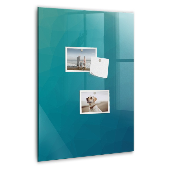 Tabla magnetica, Coloray, Abstractizare geometrica, Turcoaz, 40 x 60 cm, Magneti, Marker alb, 010640700050400088934