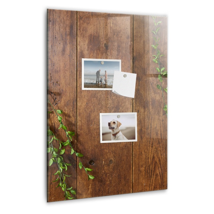 Tabla magnetica, Coloray, Lemn rustic, Maro, 40 x 60 cm, Magneti, Marker alb, 010640700050400089005