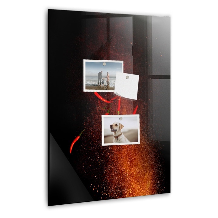 Tabla magnetica, Coloray, Ardei iuti, Rosu, 40 x 60 cm, Magneti, Marker alb, 010640700050400260345