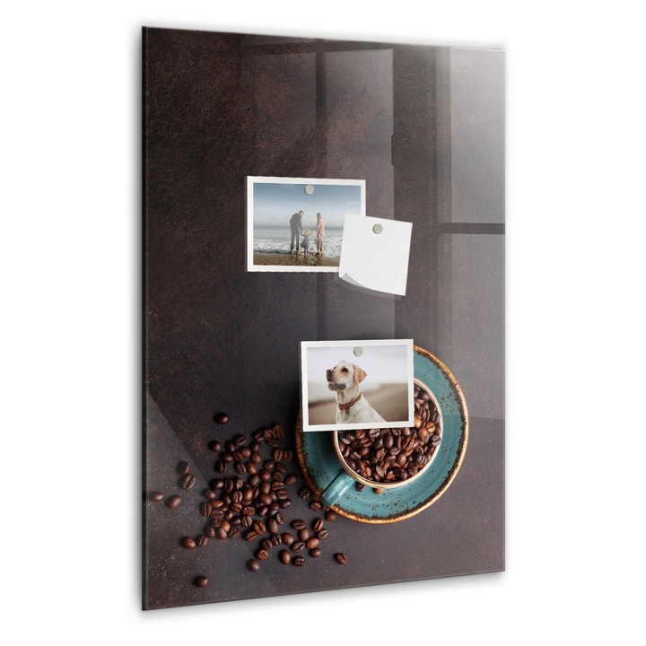 Tabla magnetica, Coloray, Boabe de cafea, Maro, 40 x 60 cm, Magneti, Marker alb, 010640700050400260340