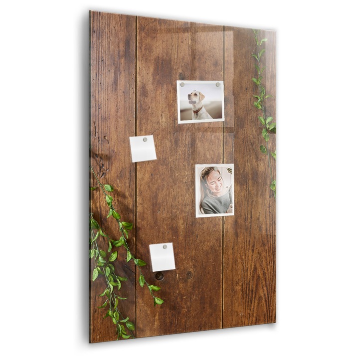 Tabla magnetica, Coloray, Lemn rustic, Maro, 60 x 90 cm, Magneti, Marker alb, 010640700020400089005