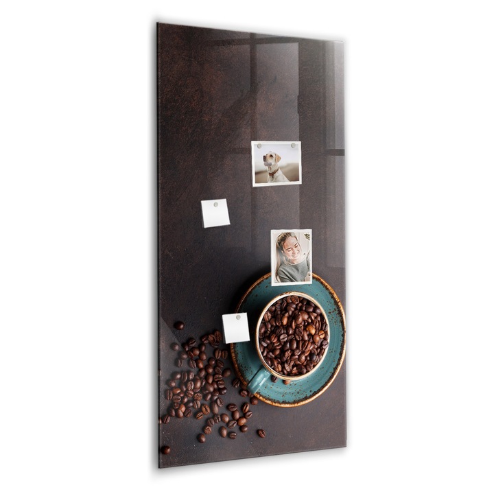 Tabla magnetica, Coloray, Boabe de cafea, Maro, 60 x 120 cm, Magneti, Marker alb, 010640700080400260340