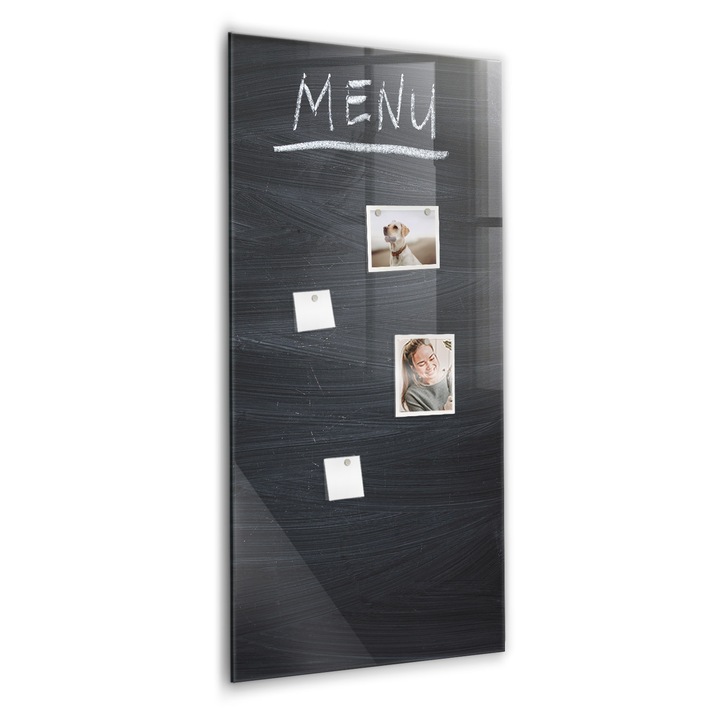 Tabla magnetica, Coloray, Placa din meniu, Negru, 60 x 120 cm, Magneti, Marker alb, 010640700080400260263