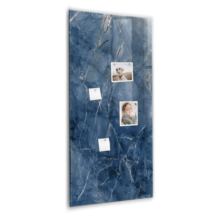 Tabla magnetica, Coloray, Marmura decorativa, Albastru deschis, 60 x 120 cm, Magneti, Marker alb, 010640700080400088954