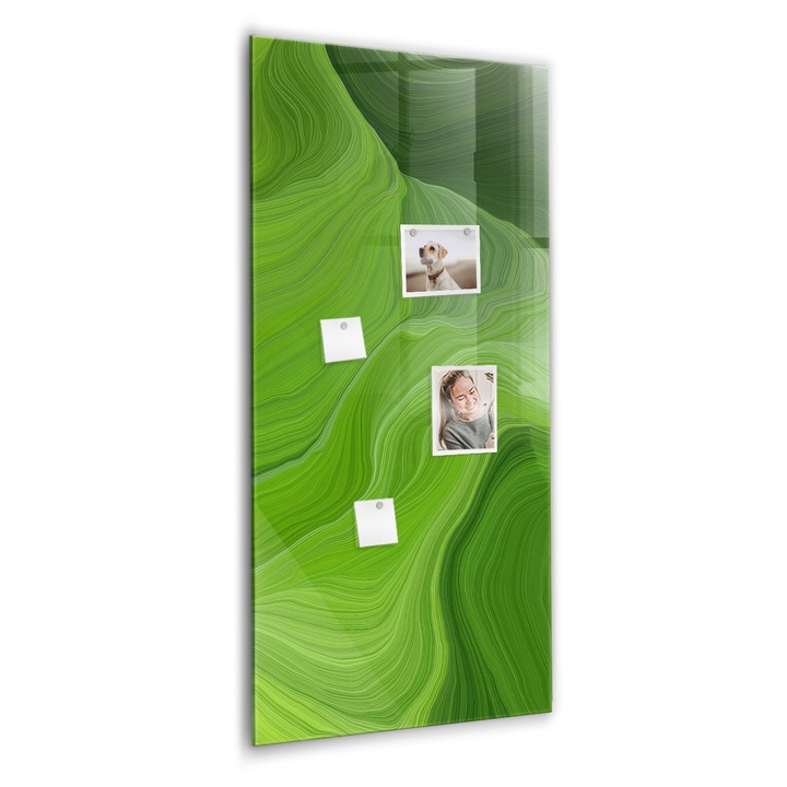 Tabla magnetica, Coloray, Abstractizarea undelor, Verde, 60 x 120 cm, Magneti, Marker alb, 010640700080400088927