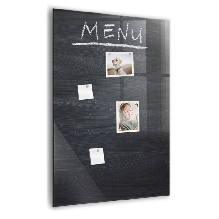 Tabla magnetica, Coloray, Placa din meniu, Negru, 70 x 100 cm, Magneti, Marker alb, 010640700070400260263