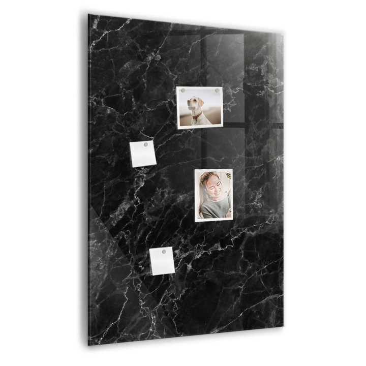 Tabla magnetica, Coloray, Marmura intunecata, Negru, 70 x 100 cm, Magneti, Marker alb, 010640700070400260300