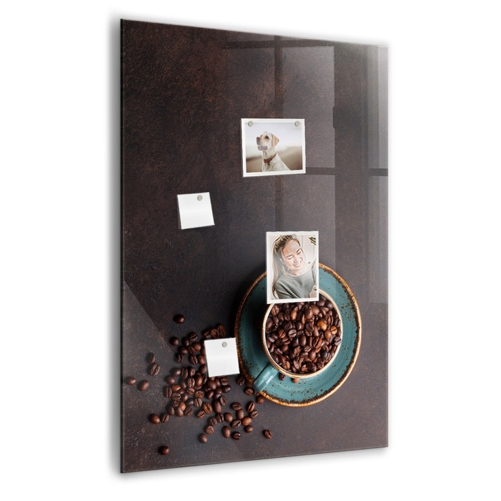 Tabla magnetica, Coloray, Boabe de cafea, Maro, 70 x 100 cm, Magneti, Marker alb, 010640700070400260340