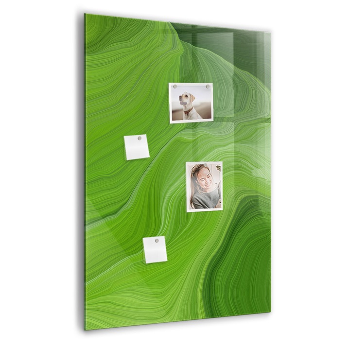 Tabla magnetica, Coloray, Abstractizarea undelor, Verde, 70 x 100 cm, Magneti, Marker alb, 010640700070400088927