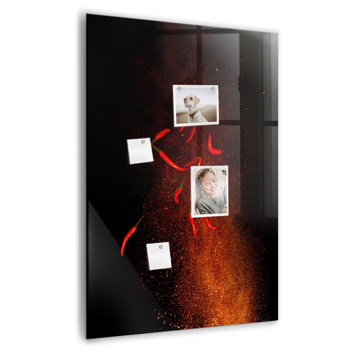 Tabla magnetica, Coloray, Ardei iuti, Rosu, 70 x 100 cm, Magneti, Marker alb, 010640700070400260345