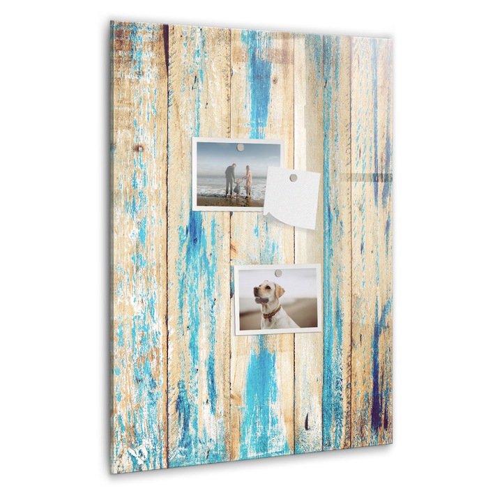 Tabla magnetica, Coloray, Lemn imbatranit, Albastru, 40 x 60 cm, Magneti, Marker negru, 010640700050300089018