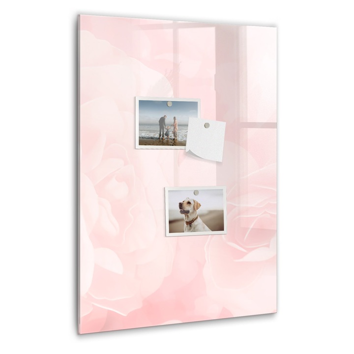 Tabla magnetica, Coloray, Trandafiri de flori, Roz, 40 x 60 cm, Magneti, Marker negru, 010640700050300089020