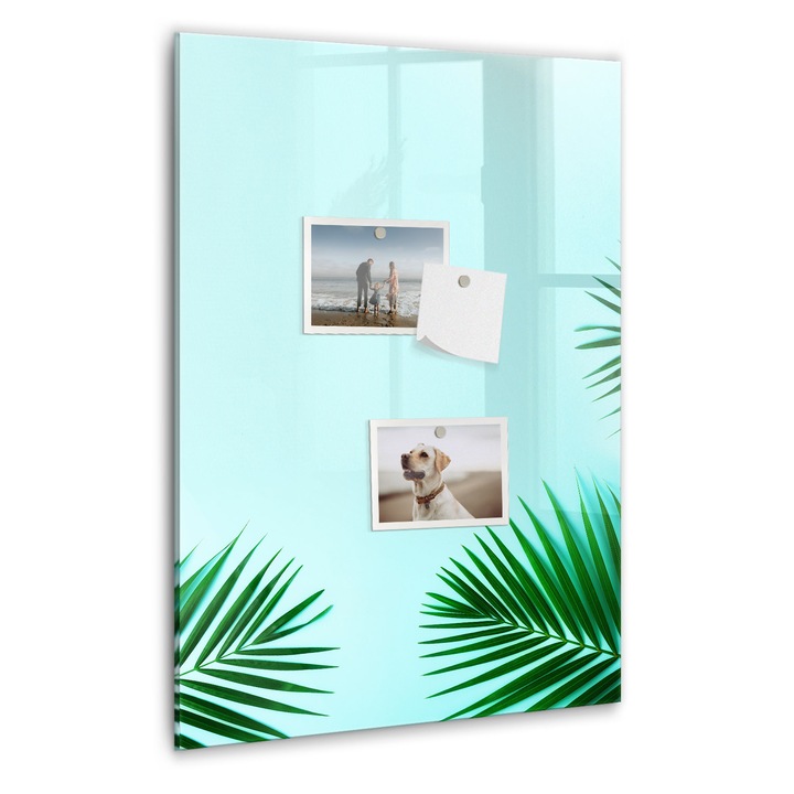 Tabla magnetica, Coloray, Frunze tropicale, Albastru, 40 x 60 cm, Magneti, Marker negru, 010640700050300260283