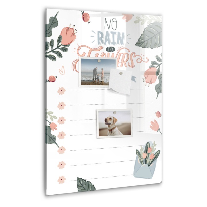 Tabla magnetica, Coloray, Lista decorativa, Roz, 40 x 60 cm, Magneti, Marker negru, 010640700050300260293