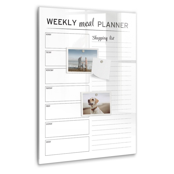 Tabla magnetica, Coloray, Planificator saptamanal de masa, Alb, 40 x 60 cm, Magneti, Marker negru, 010640700050300260288