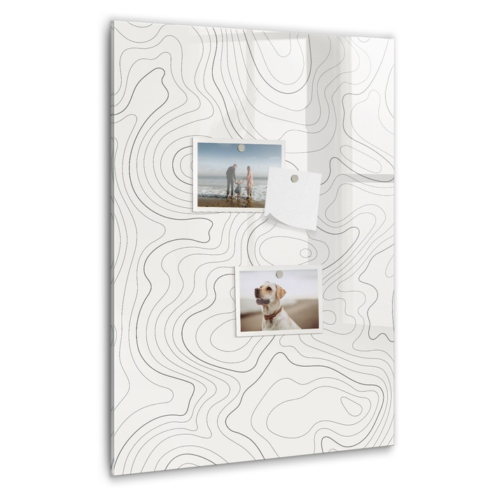 Tabla magnetica, Coloray, Linii de abstractizare, Alb, 40 x 60 cm, Magneti, Marker negru, 010640700050300088944