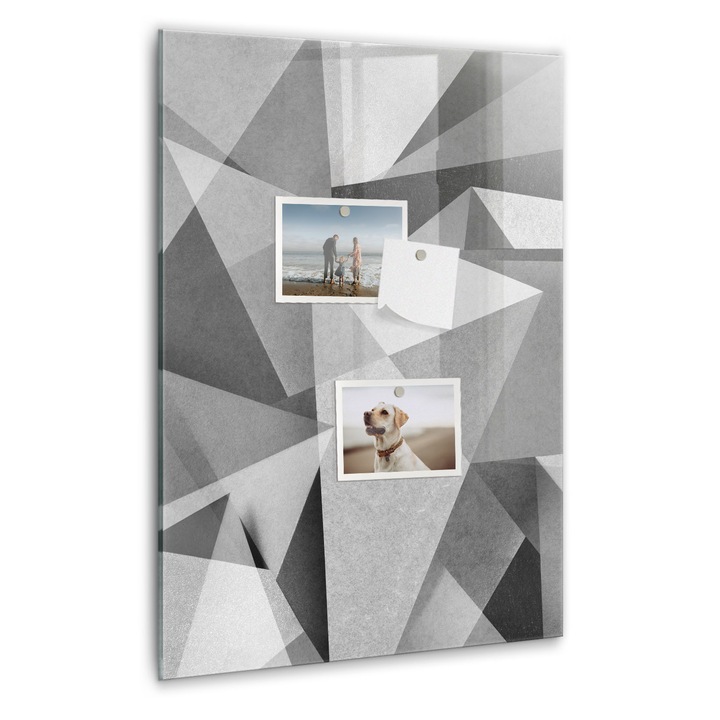 Tabla magnetica, Coloray, Abstractizare geometrica, Gri, 40 x 60 cm, Magneti, Marker negru, 010640700050300089000