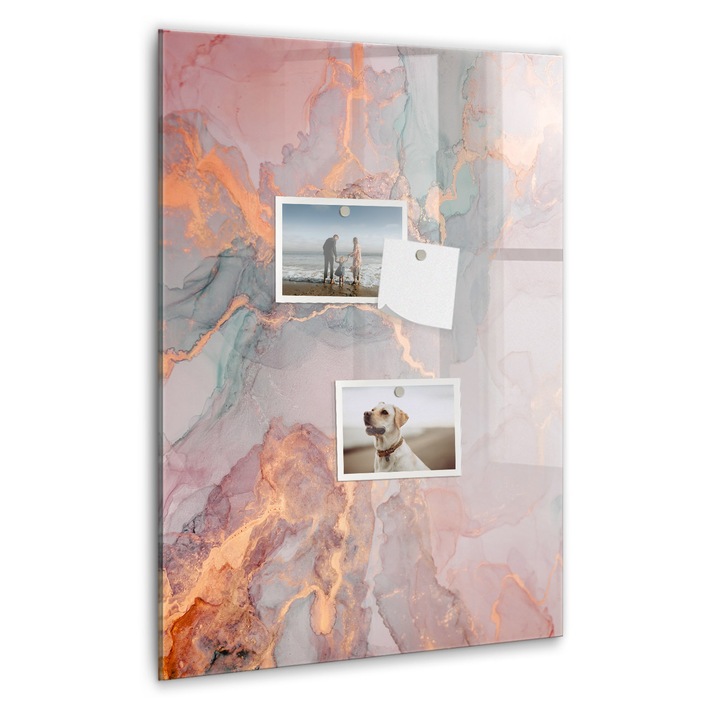 Tabla magnetica, Coloray, Marmura, Multicolor, 40 x 60 cm, Magneti, Marker negru, 010640700050300088951