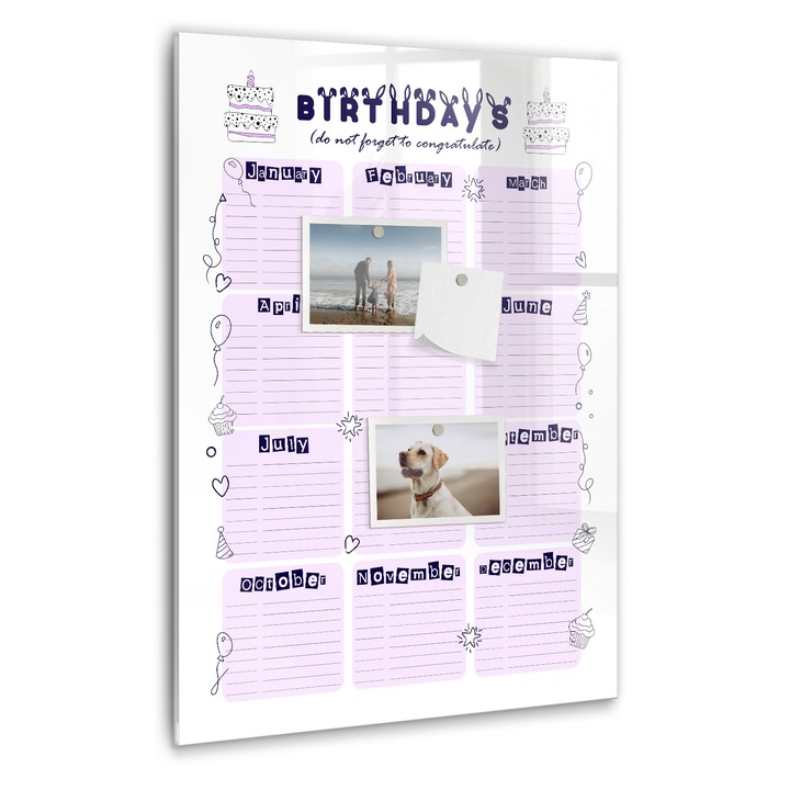 Tabla magnetica, Coloray, Locul nasterii, Roz, 40 x 60 cm, Magneti, Marker negru, 010640700050300088947