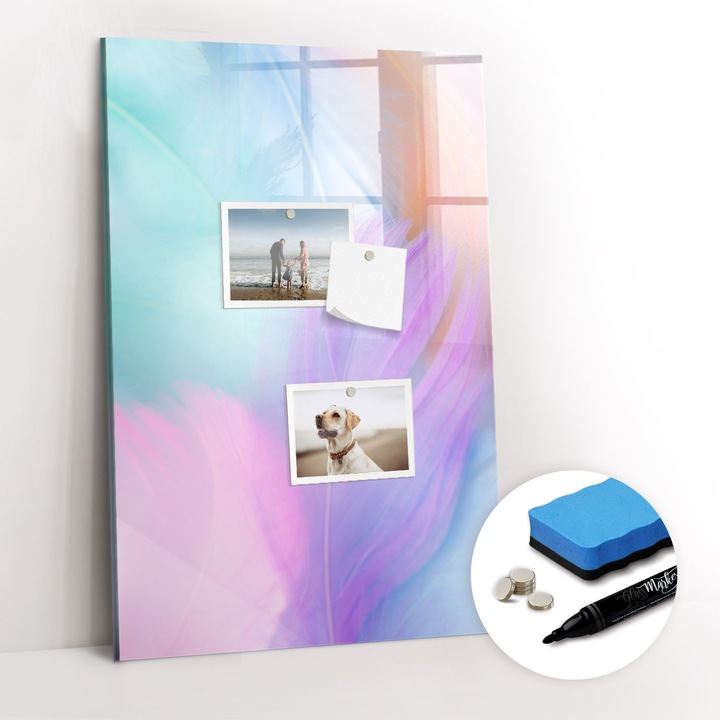 Tabla magnetica, Coloray, Pene pastelate, Multicolor, 40 x 60 cm, Magneti, Marker negru, 010640700050300088926