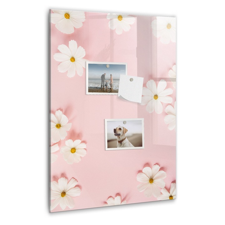 Tabla magnetica, Coloray, Flori Stokrotka, Roz, 40 x 60 cm, Magneti, Marker negru, 010640700050300088937